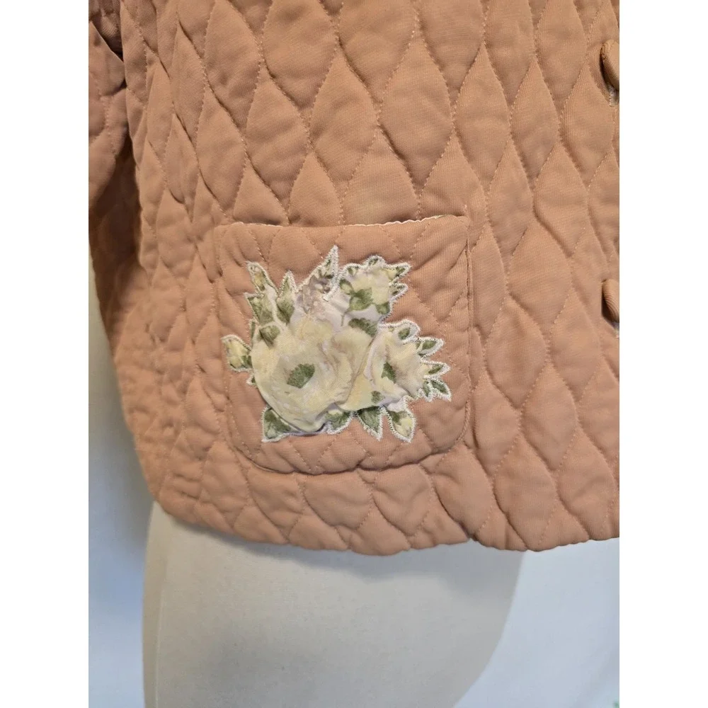 1950s Vintage Womens Crop Jacket Quilted Floral‎ Applique